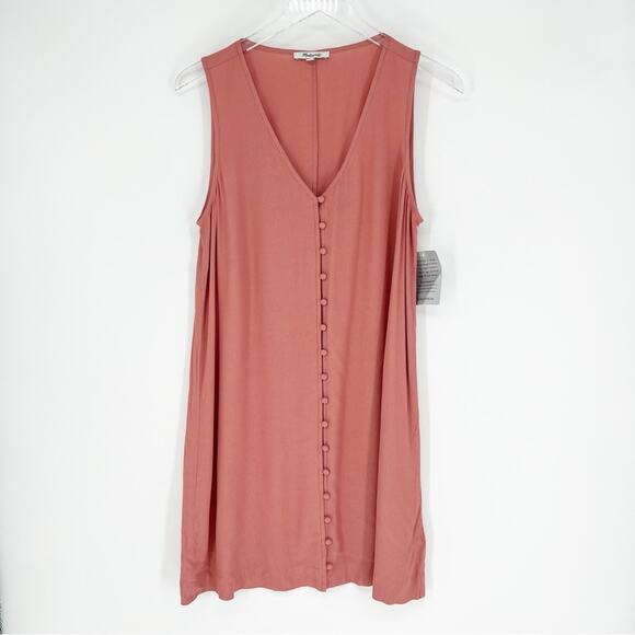 NWT Madewell Button Front Mini Dress M Autumn Berry - Picture 2 of 7